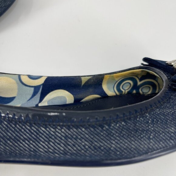 Coach Poppy Caper Navy Blue Denim Flats Jeweled Rhinestone Charms - Picture 14 of 16